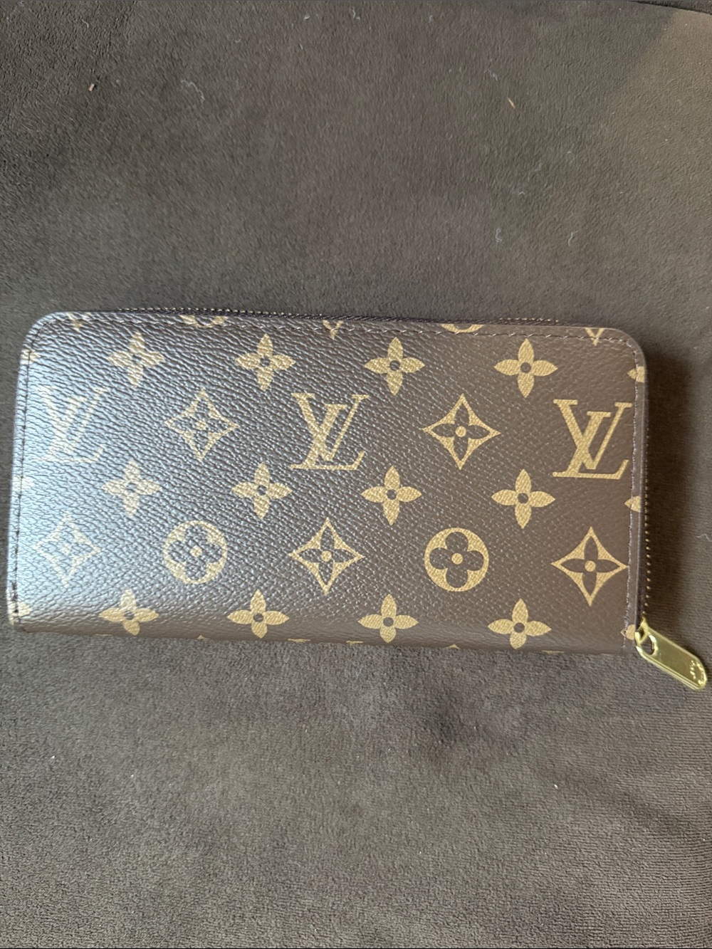 Louis Vuitton Monogram Canvas Zip-Around Wallet in Brown and Gold